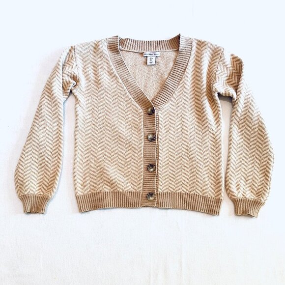 Sincerly Jules Sweaters - Sincerely Jules tan cardigan Women's Small cropped collegiate preppy chevron